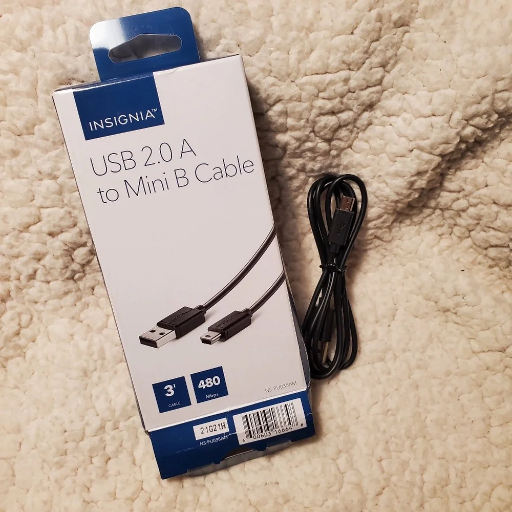 USB 2.0A to Mini B Cable 3'