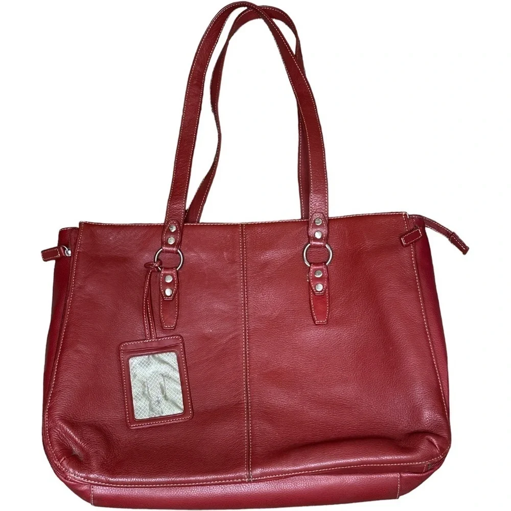 Rich Red Buxton Leather Large Padded Laptop Briefcase File Folder Shoulder Bag