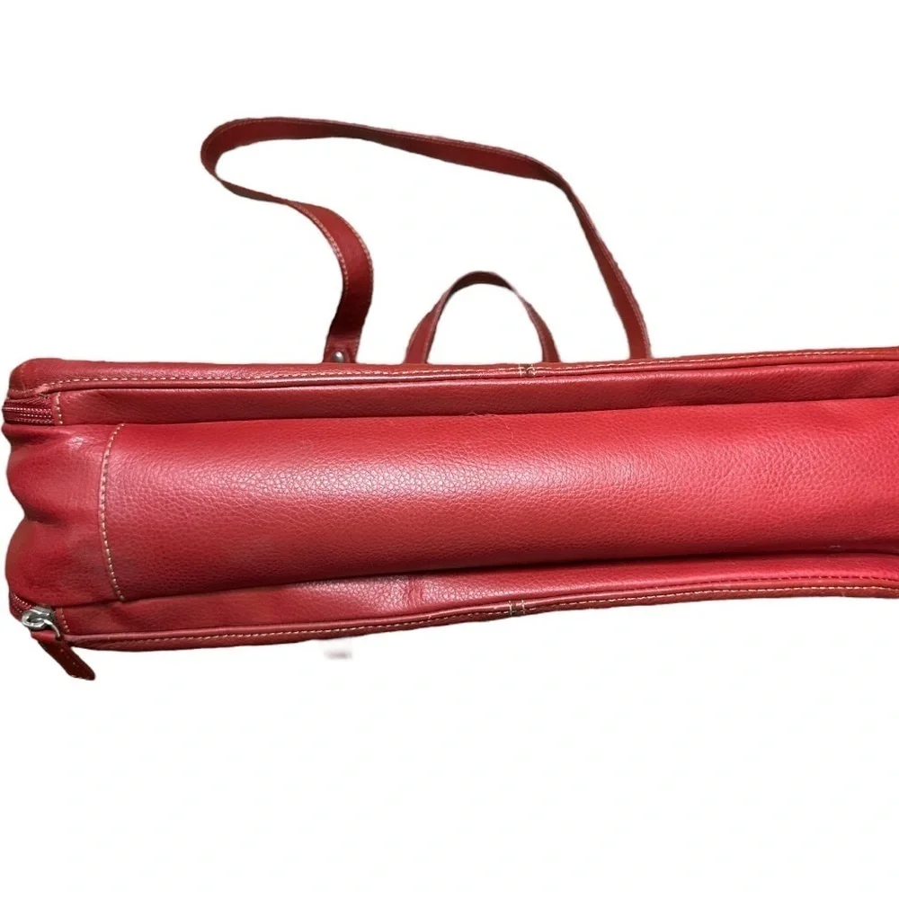 Rich Red Buxton Leather Large Padded Laptop Briefcase File Folder Shoulder Bag