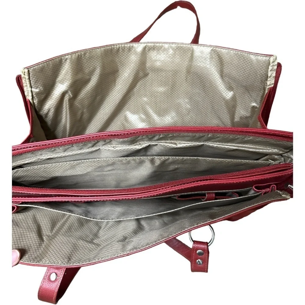 Rich Red Buxton Leather Large Padded Laptop Briefcase File Folder Shoulder Bag