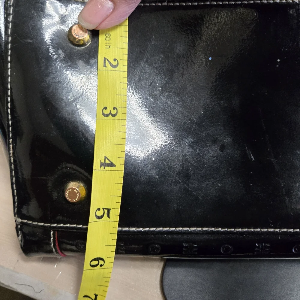 Arcadia large Italian patent leather black bag