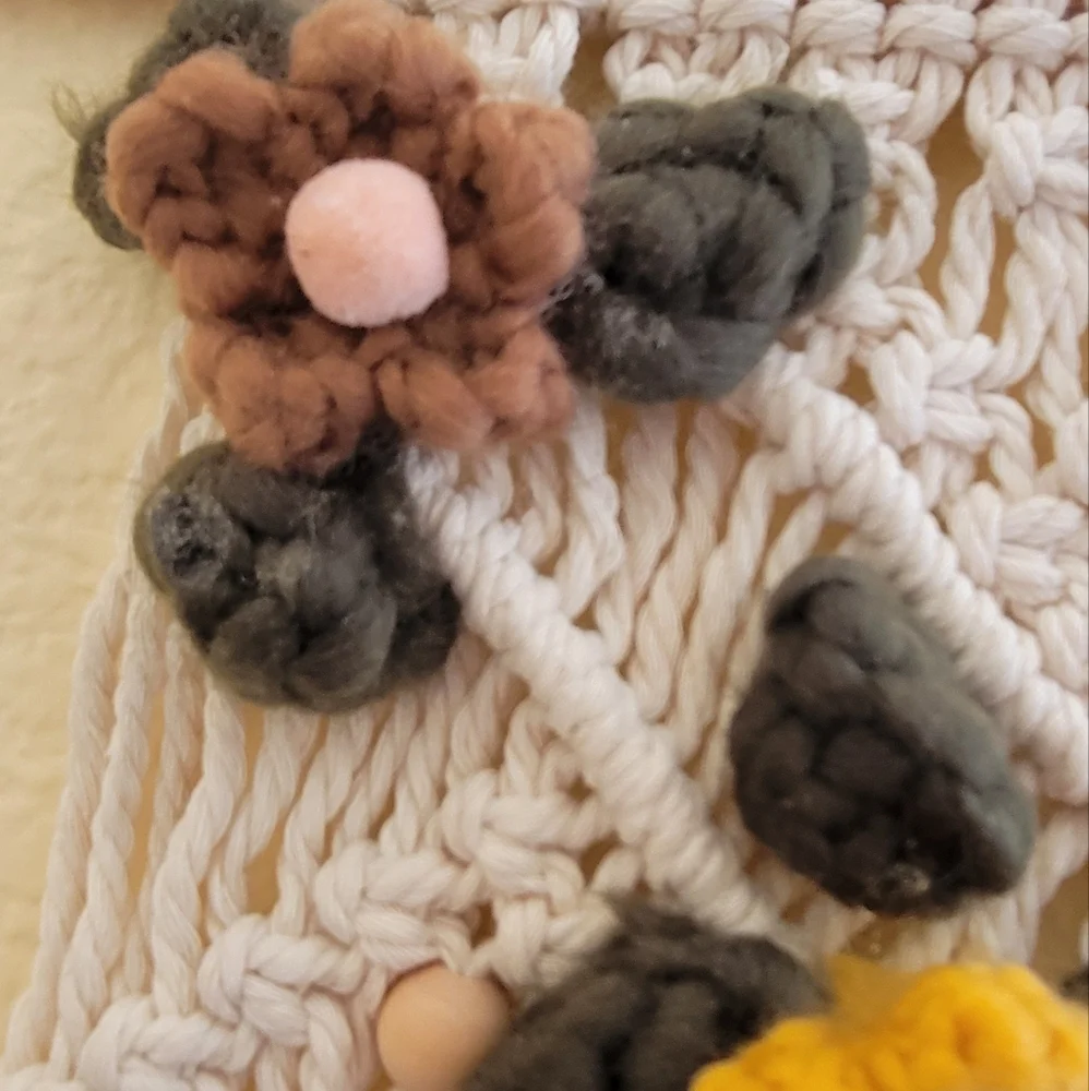Macrame beaded floral wall hanging decor