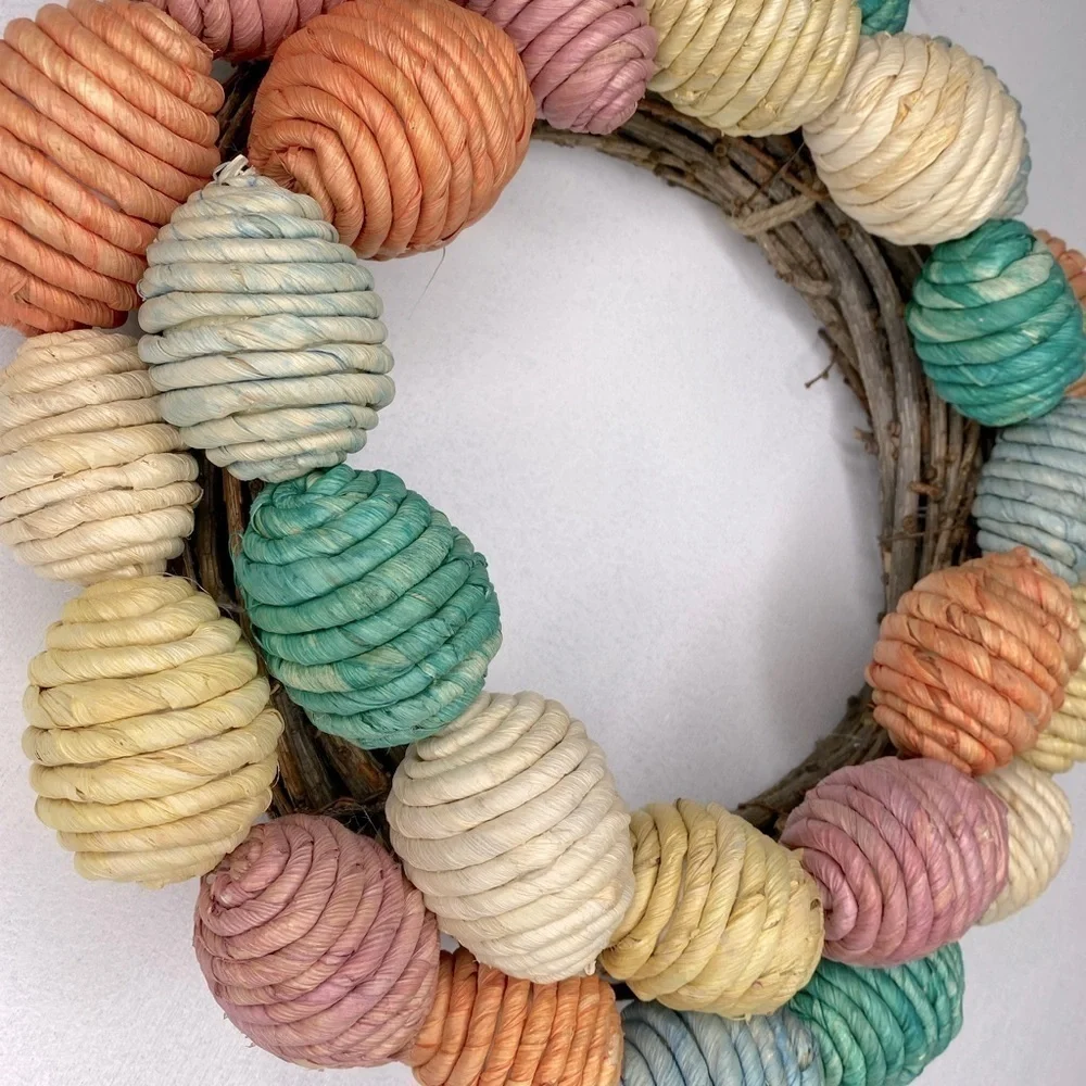 14” EASTER EGG WOODEN NATURAL WREATH