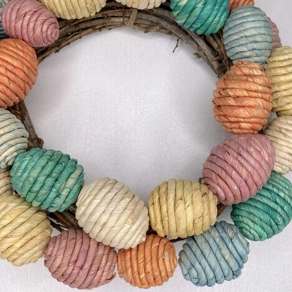 14” EASTER EGG WOODEN NATURAL WREATH