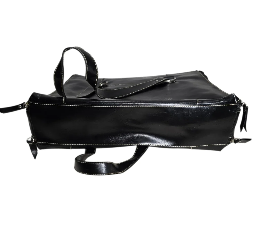 Franklin Covey Black Leather Women’s Briefcase Business Laptop Shoulder Bag