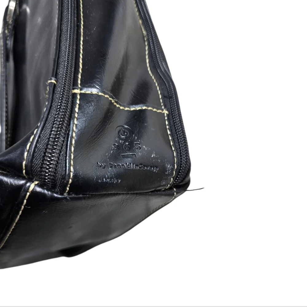 Franklin Covey Black Leather Women’s Briefcase Business Laptop Shoulder Bag
