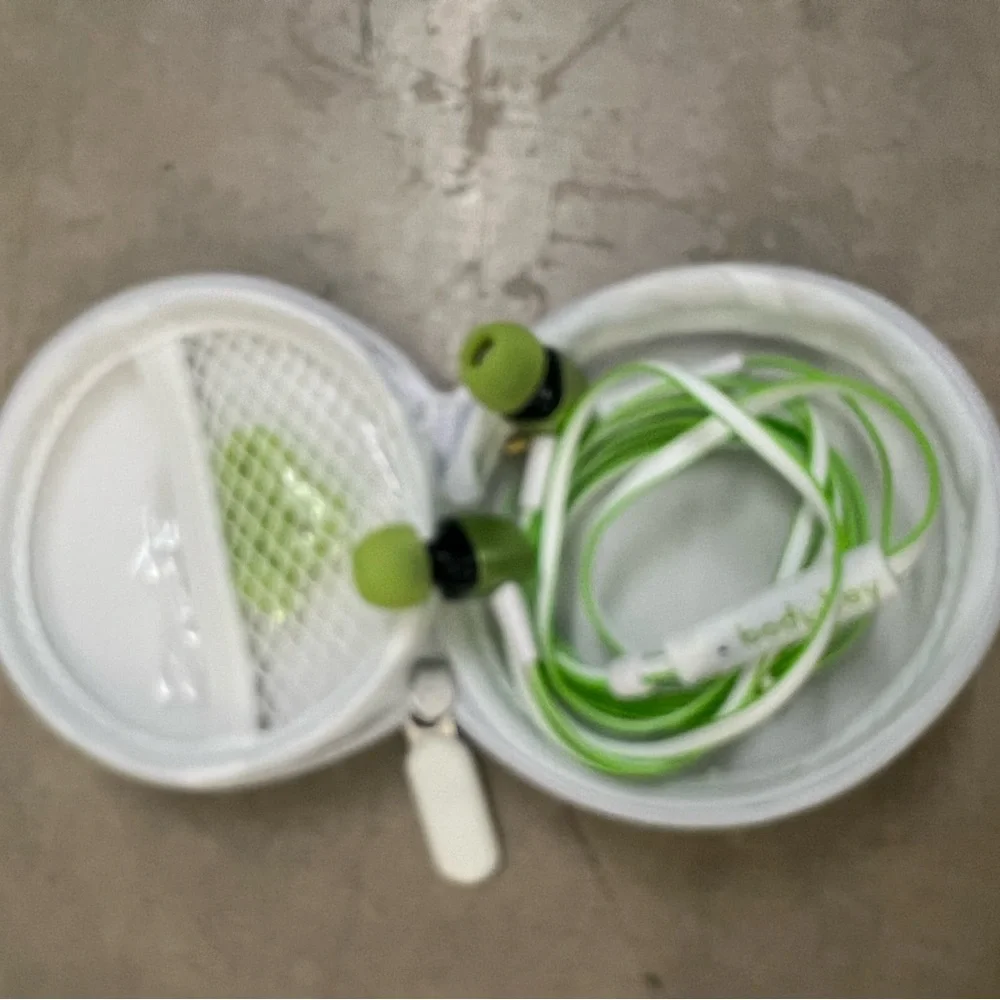 4 Green and White Earbuds with Case