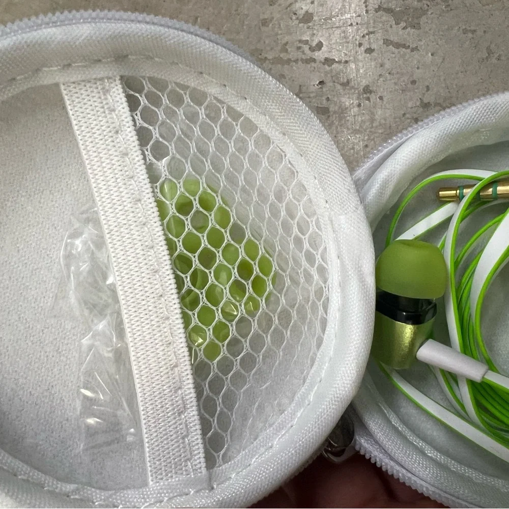 4 Green and White Earbuds with Case