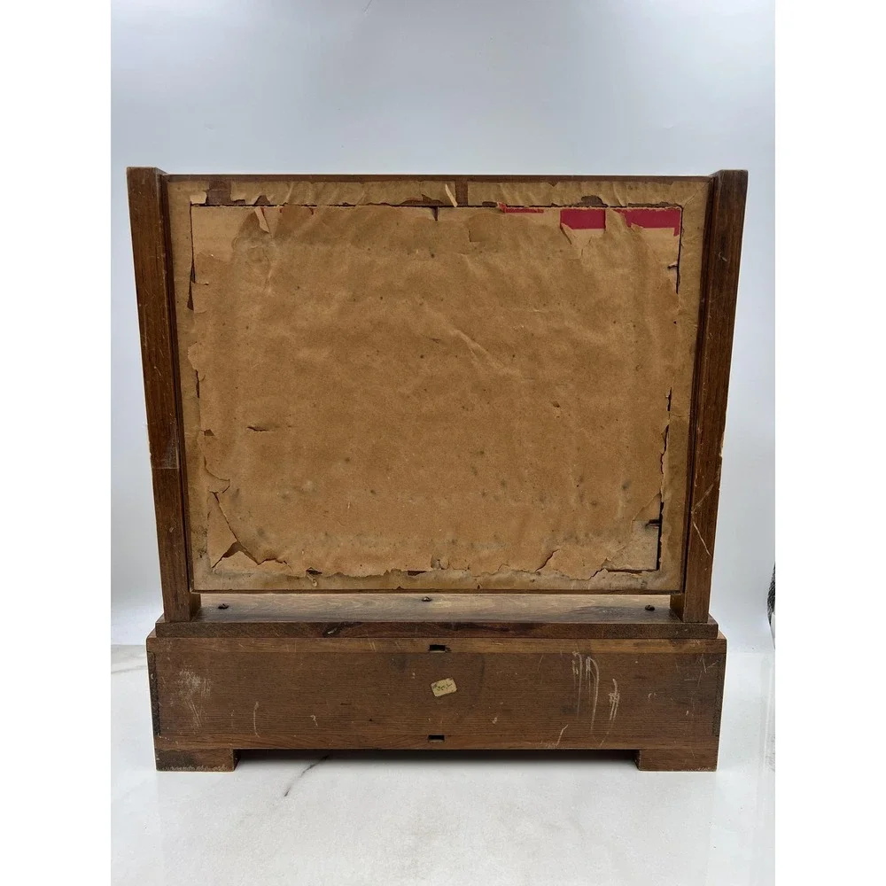 Vintage Wooden Vanity Mirror Box 2 Drawer Dresser Top Swivel Shaving Makeup 18