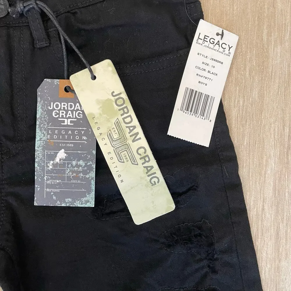 Jordan Craig Boys Black Pants Size 10 JS955RB Legacy Edition Sean Fit Twill NWT