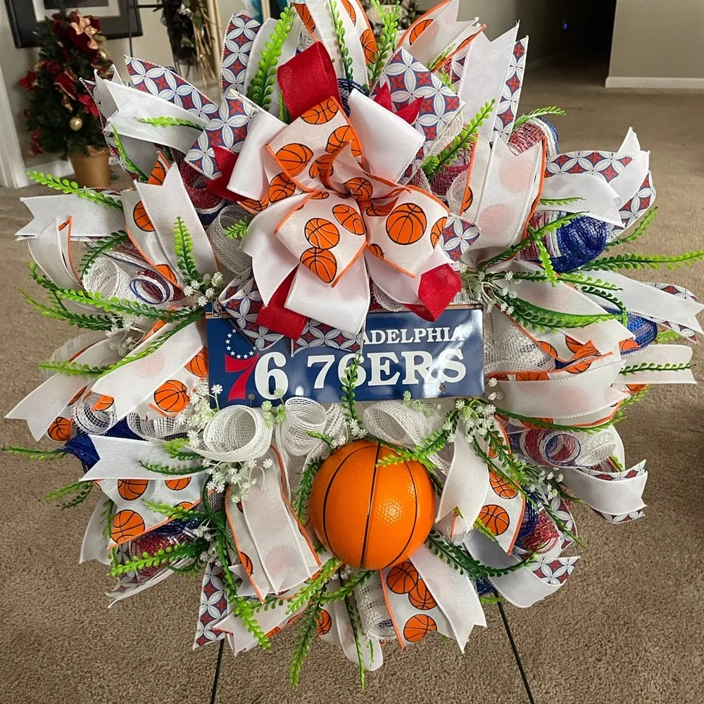 76ERS Festive Basketball Wreath