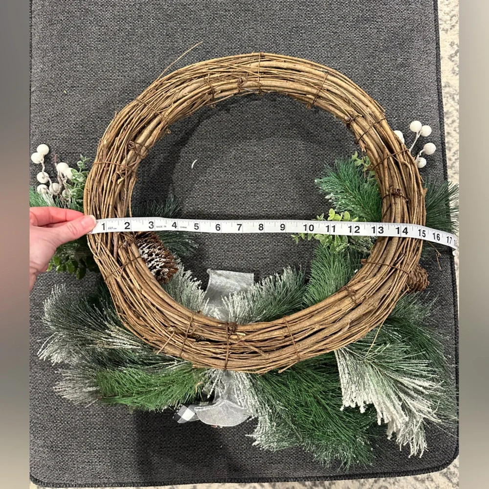 Festive Green and White Holiday Wreath