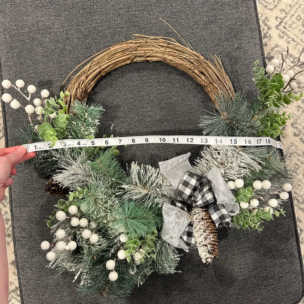 Festive Green and White Holiday Wreath