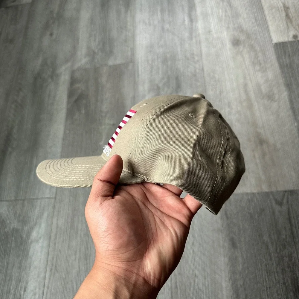 Bass Pro Shops Flag Fish American Flag Khaki Hat Cap One Size