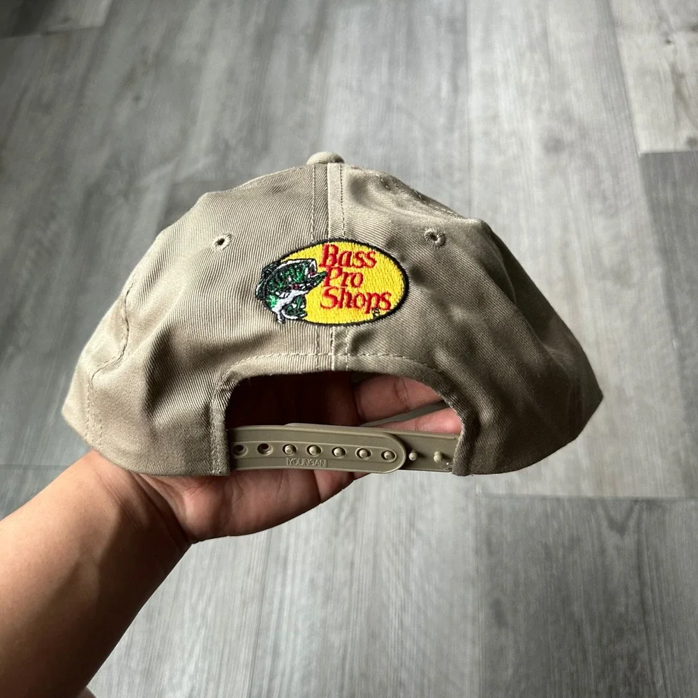 Bass Pro Shops Flag Fish American Flag Khaki Hat Cap One Size
