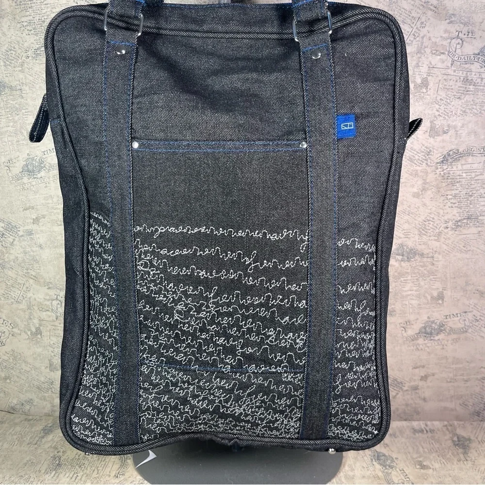Matt Murphy Designs Black Denim tote Bag Embroidery RARE