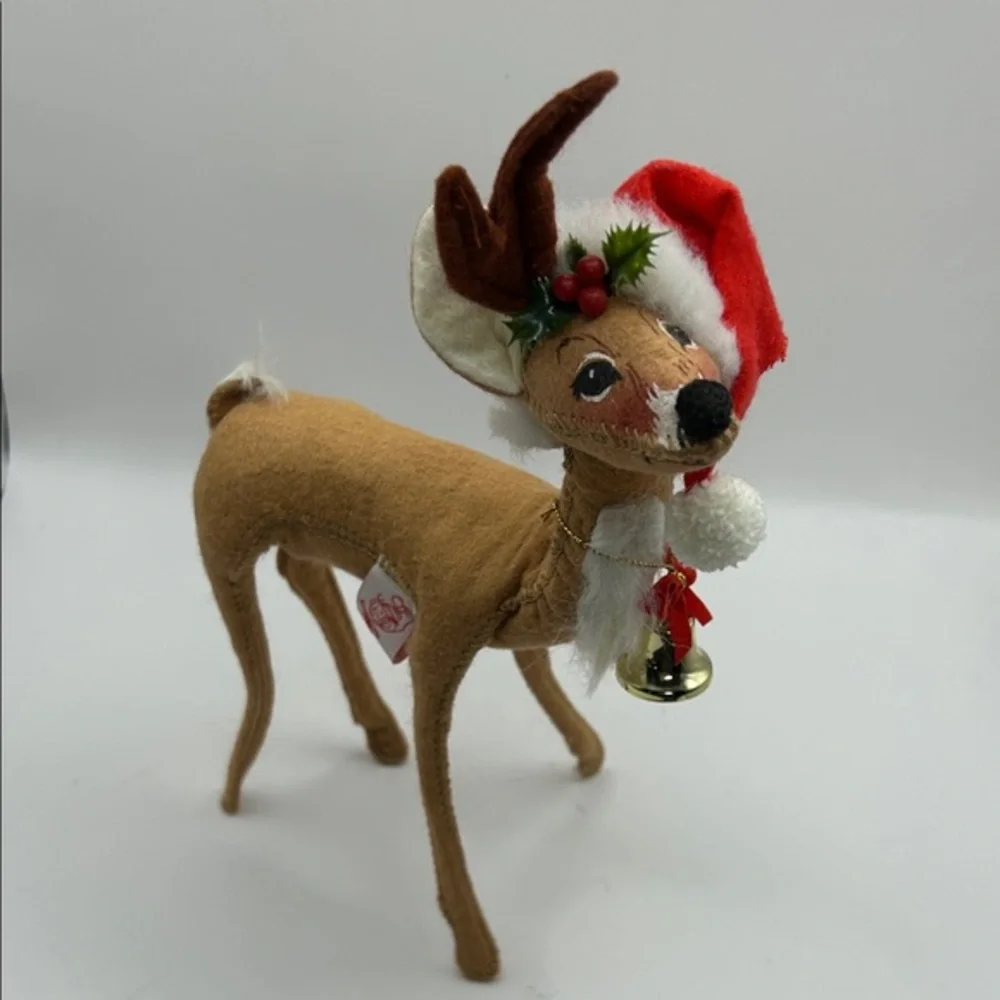Annalee Brown Reindeer with Red Santa Hat