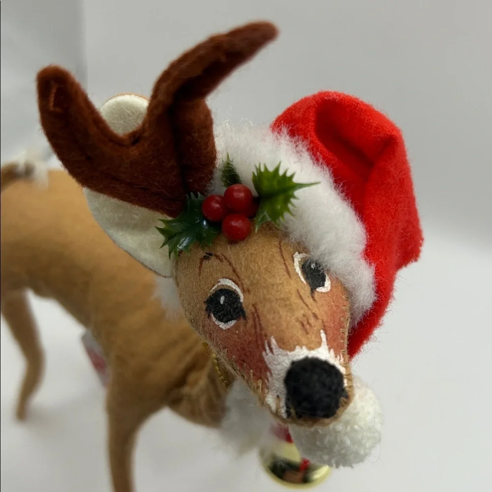 Annalee Brown Reindeer with Red Santa Hat