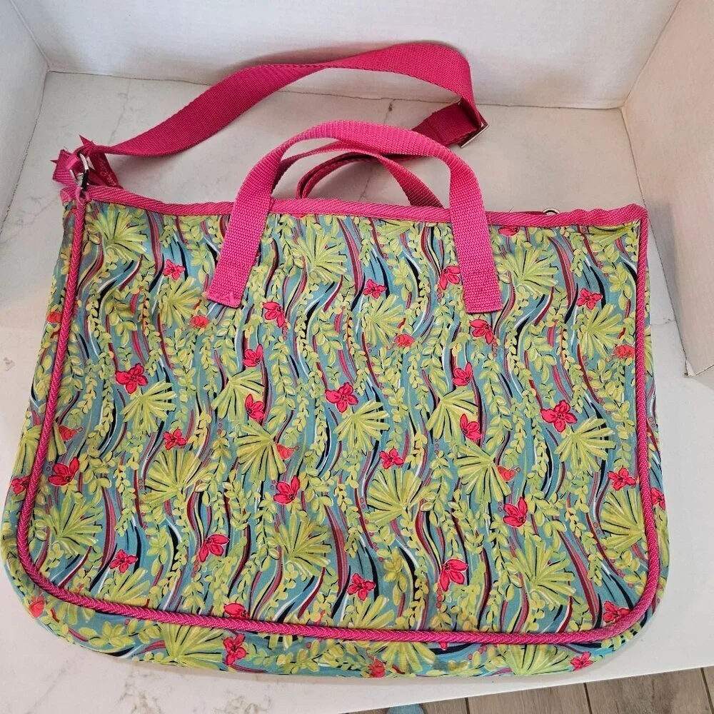 Lilly Pulitzer Neoprene Laptop Tote Satchel Messenger Bag 11