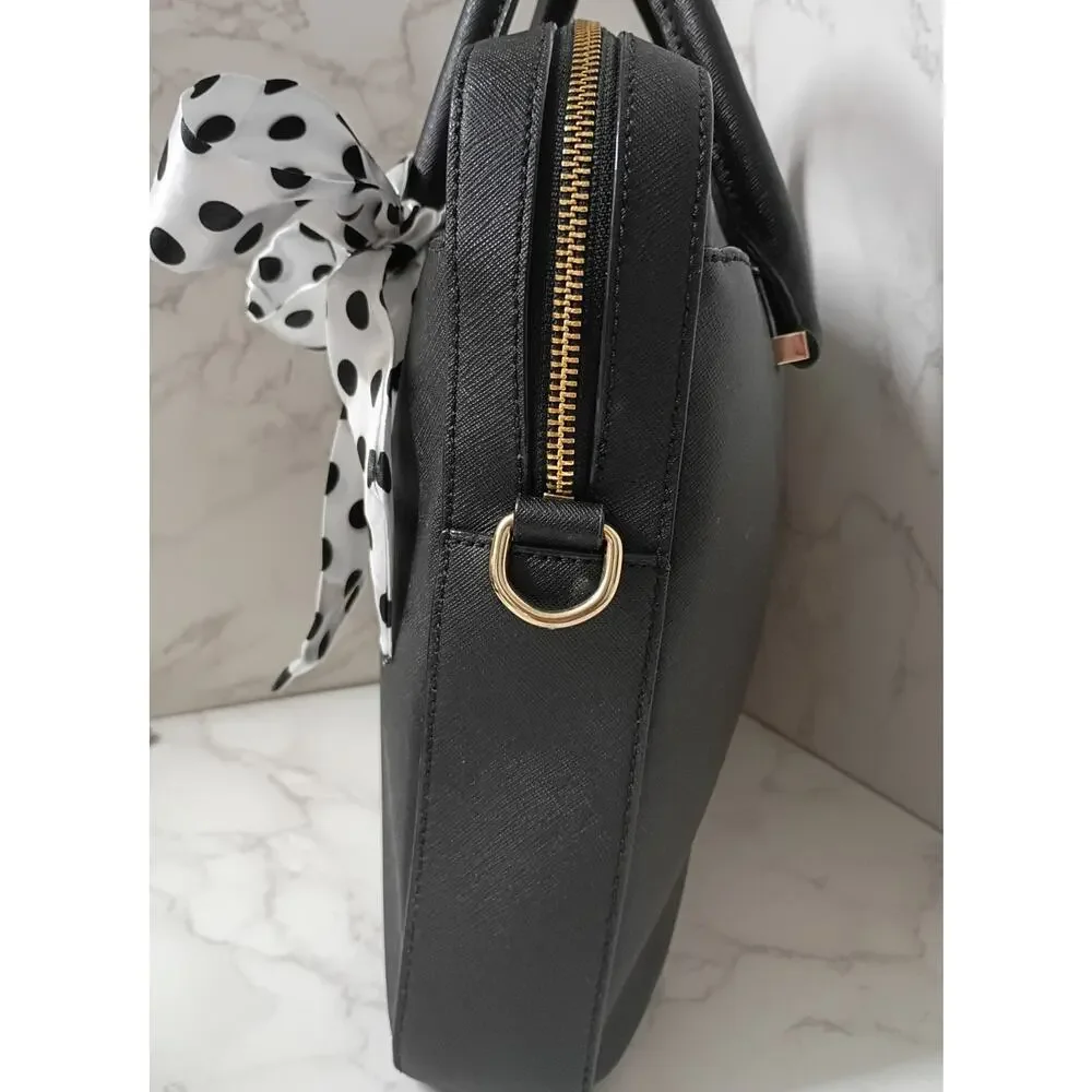 KATE SPADE Black Saffiano Leather Laptop Bag w/ Dust Bag & Bag Scarf - NWOT