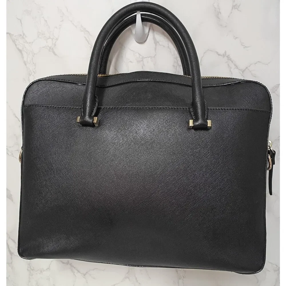 KATE SPADE Black Saffiano Leather Laptop Bag w/ Dust Bag & Bag Scarf - NWOT