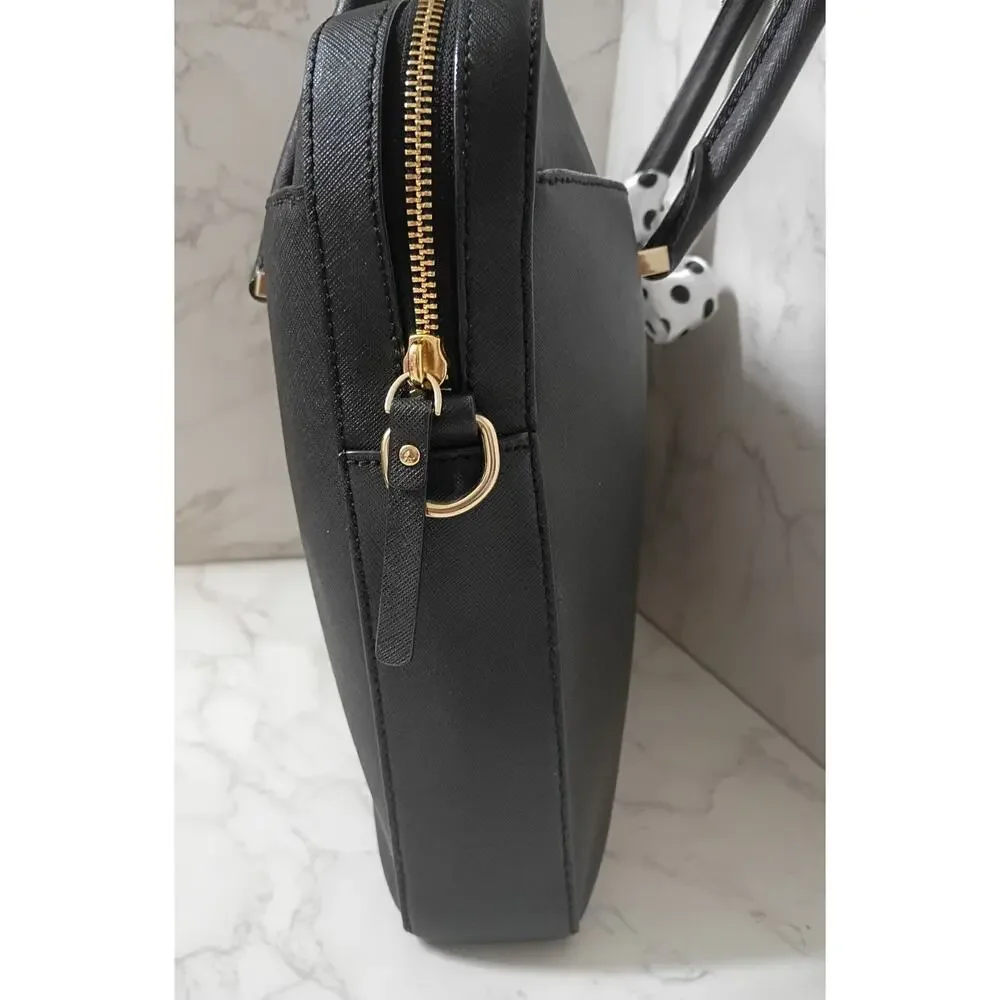 KATE SPADE Black Saffiano Leather Laptop Bag w/ Dust Bag & Bag Scarf - NWOT