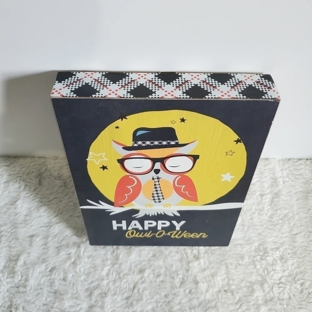 Halloween Wall Table Box Decor Smell My Feet Witch Happy Owl O Ween 2 Pc Set