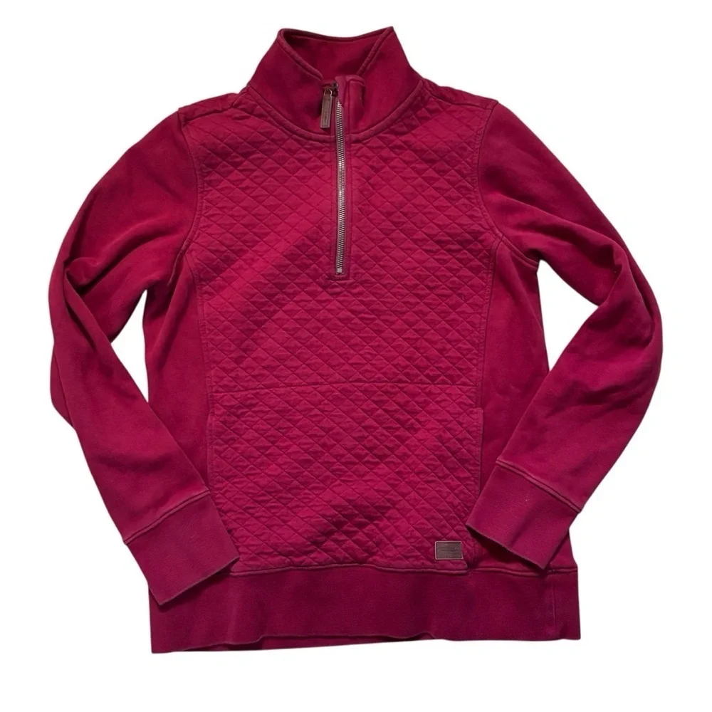 L.L. Bean Red Pullover Quarterzip Size Small Quilted Unisex Flaw Winter Fall