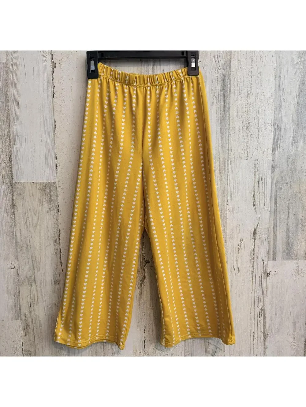 Lily Bleu Girls Size 6 Yellow Heart Print Wide Leg Pants