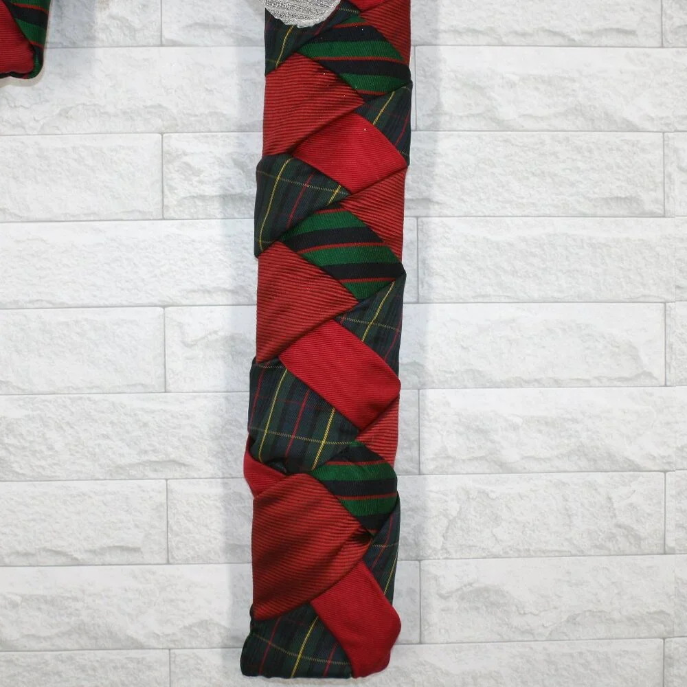 HAND CRAFTED Candy Cane Red Green Wreath Christmas Decor Upcycled Necktie