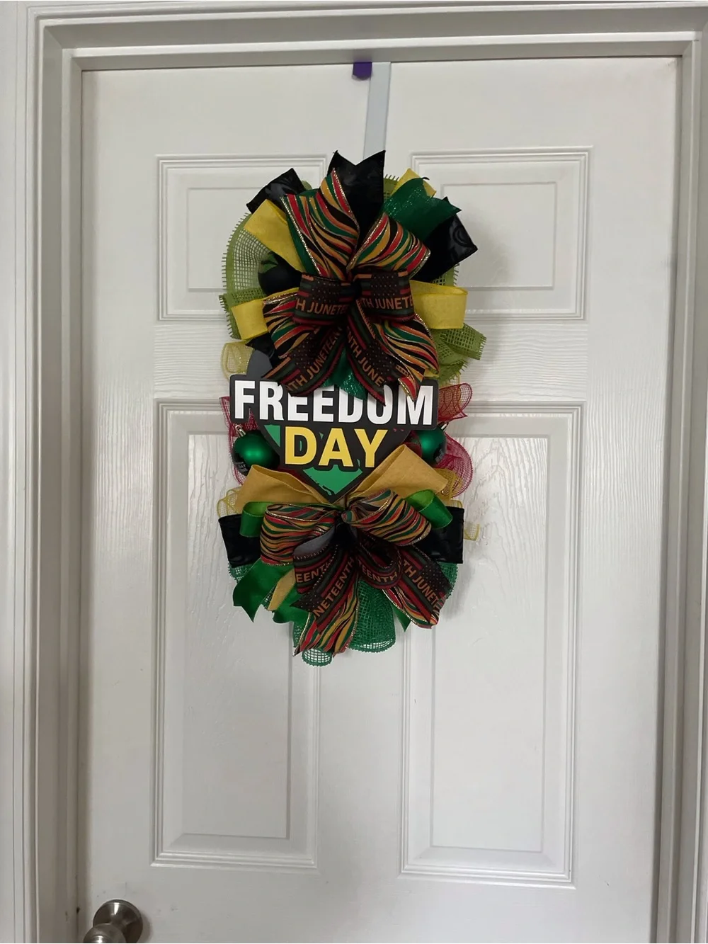 Freedom Day Decorative Juneteenth Door Hanger in Green, Yellow & Black