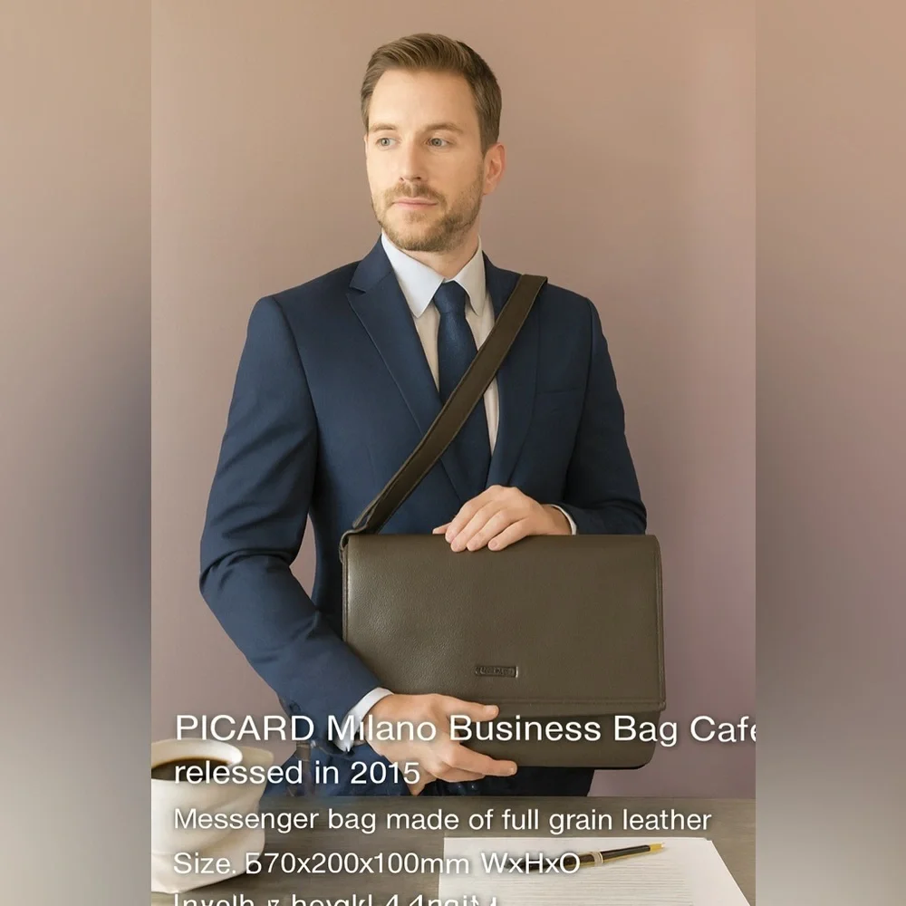 PICARD Men’s Milano Business Bag Café NWOT