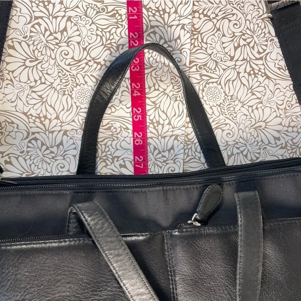 HOBO Black Leather/Nylon Messenger Bag, Adjustable Strap