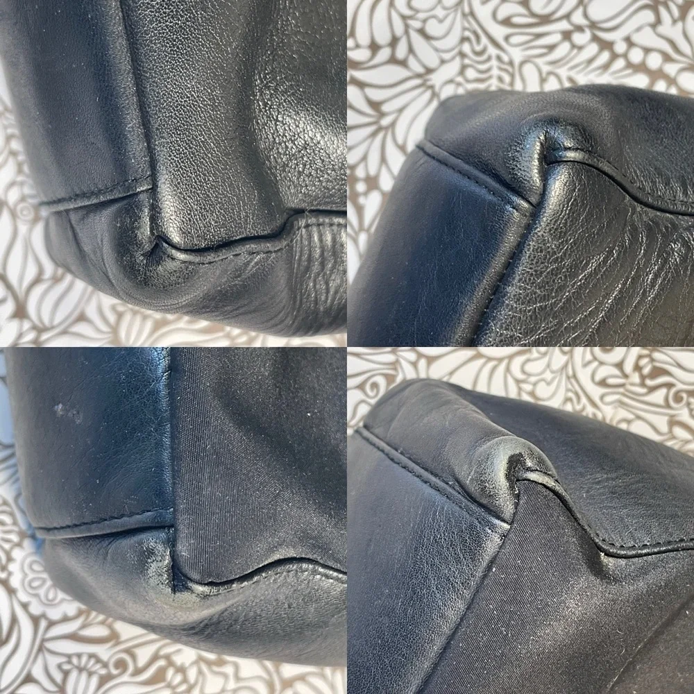HOBO Black Leather/Nylon Messenger Bag, Adjustable Strap