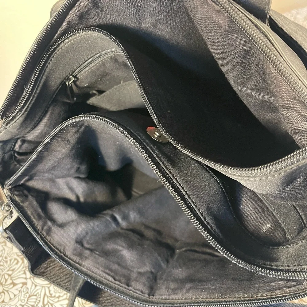 HOBO Black Leather/Nylon Messenger Bag, Adjustable Strap