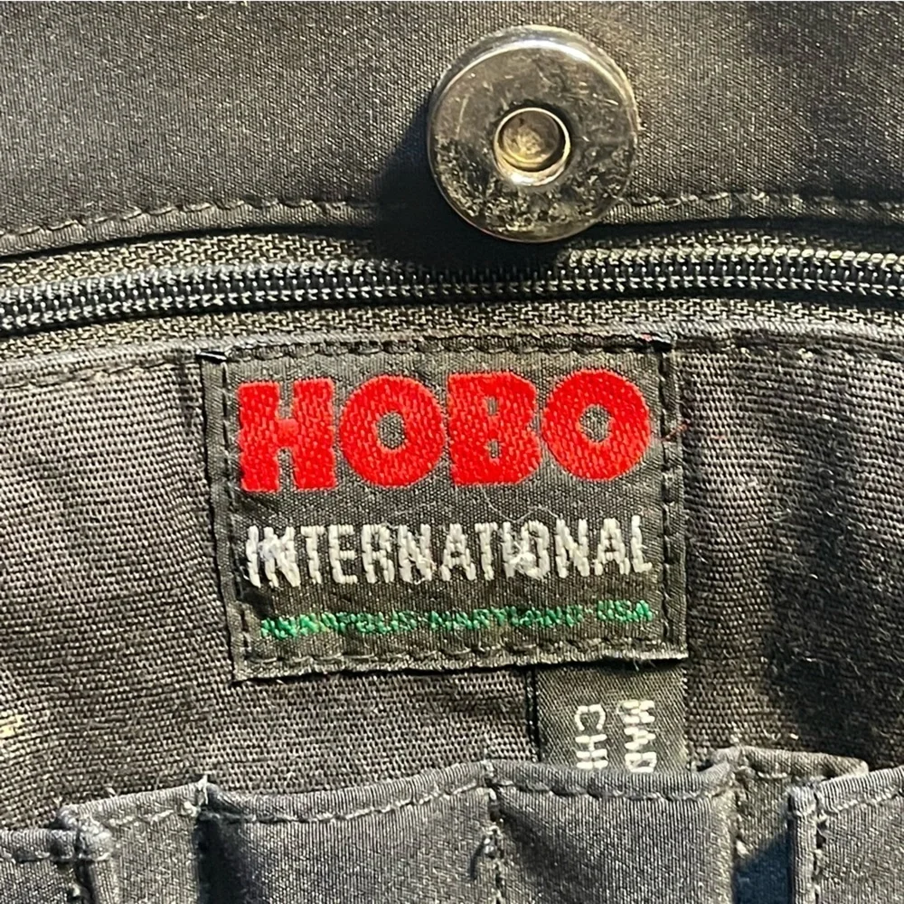 HOBO Black Leather/Nylon Messenger Bag, Adjustable Strap