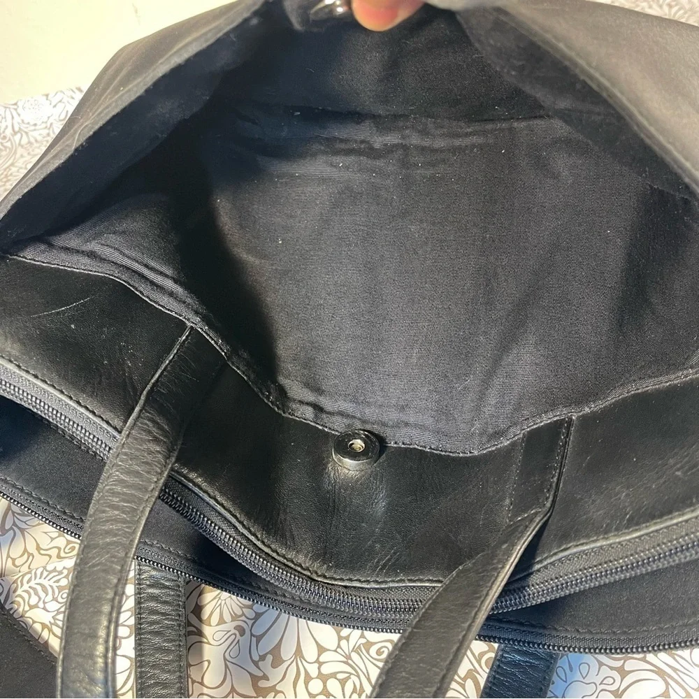 HOBO Black Leather/Nylon Messenger Bag, Adjustable Strap
