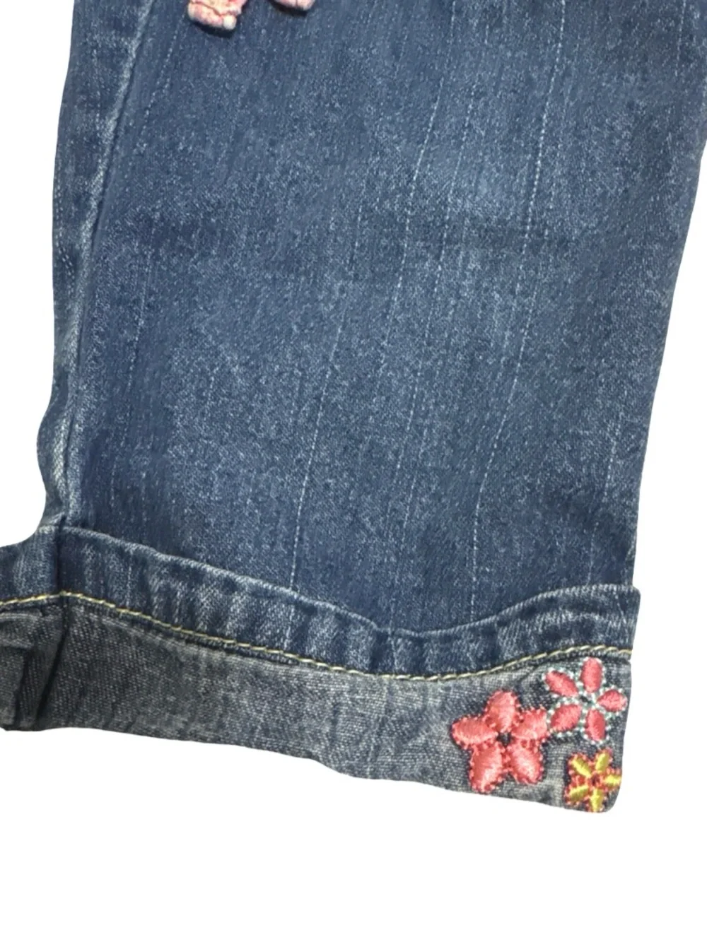 Vintage 2003 Nick Jr. Dora Baggy Floral Jeans Girls 24M Embroidered Belt Y2K