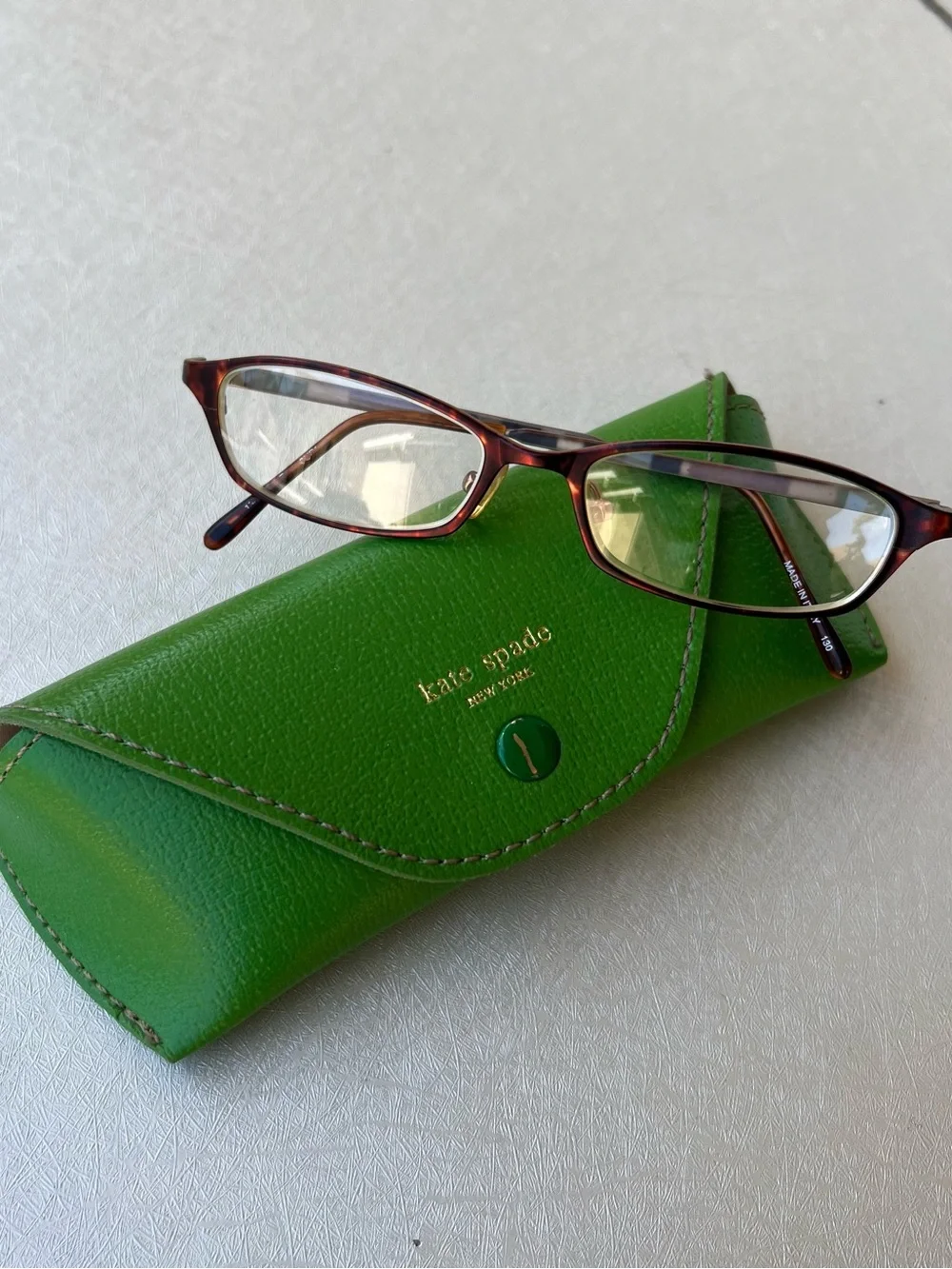 kate spade women Green Pebbled Eyeglass with Case
