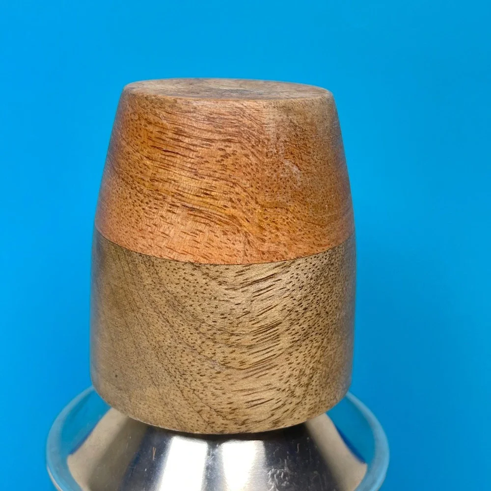 Tommy Bahama Cocktail Shaker Silver Brown Wood Stainless Steel Barware Coastal