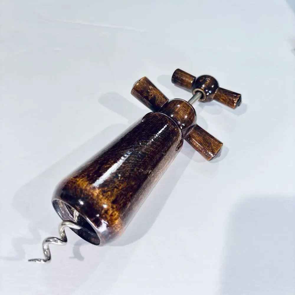 Vintage French Style Wooden Double Action Corkscrew Wine Bottle Opener 7