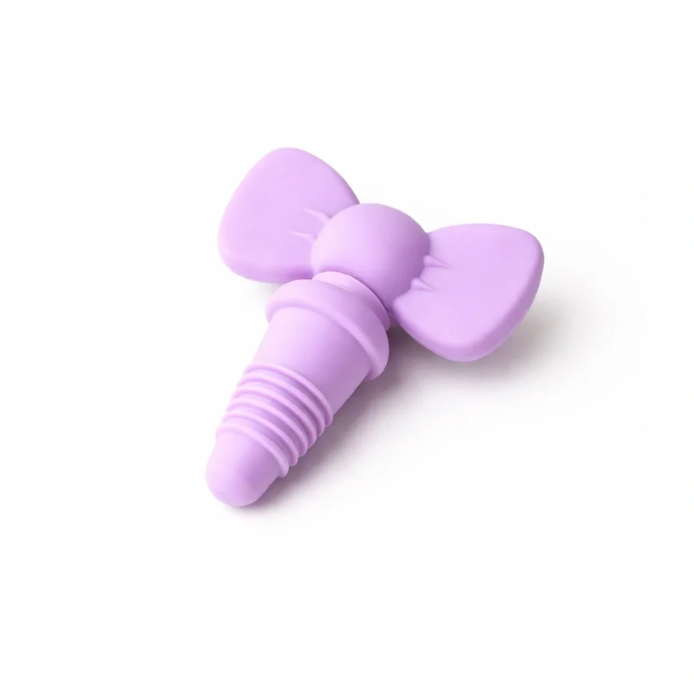 Silicone Wine Glass Charms Set 6 Bow Drink Markers + 2 Bottle Stoppers Wine Gift