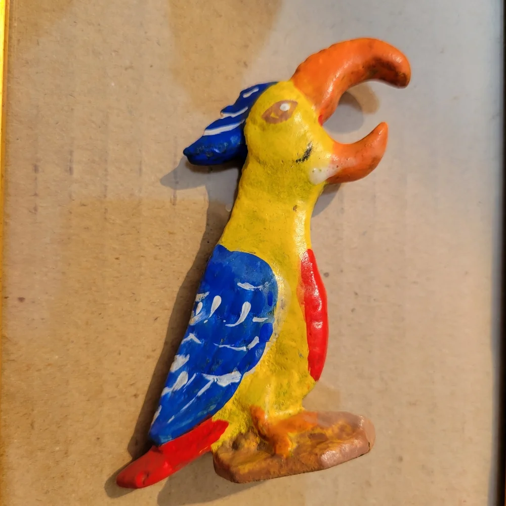 Vintage Cast Iron Parrot Bottle Opener ~ Tiki ~ Tropical ~ Bar Cart ~ Retro