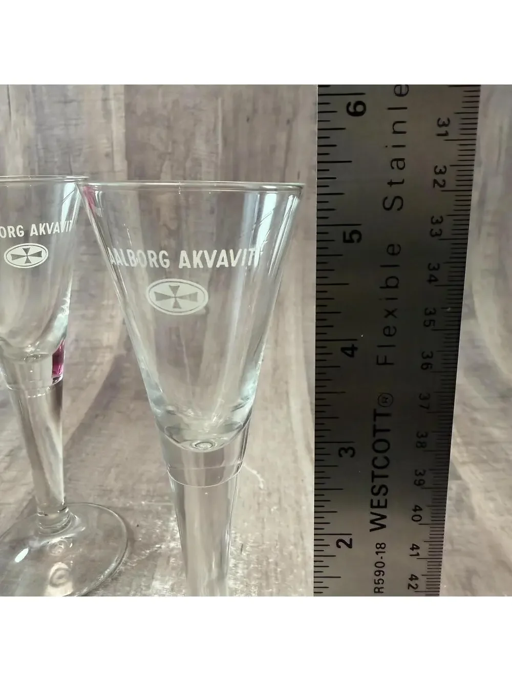 Vintage Set of 2 Aalborg Akvavit Danish Cordial Shot Glasses Dessert Wine Schnap