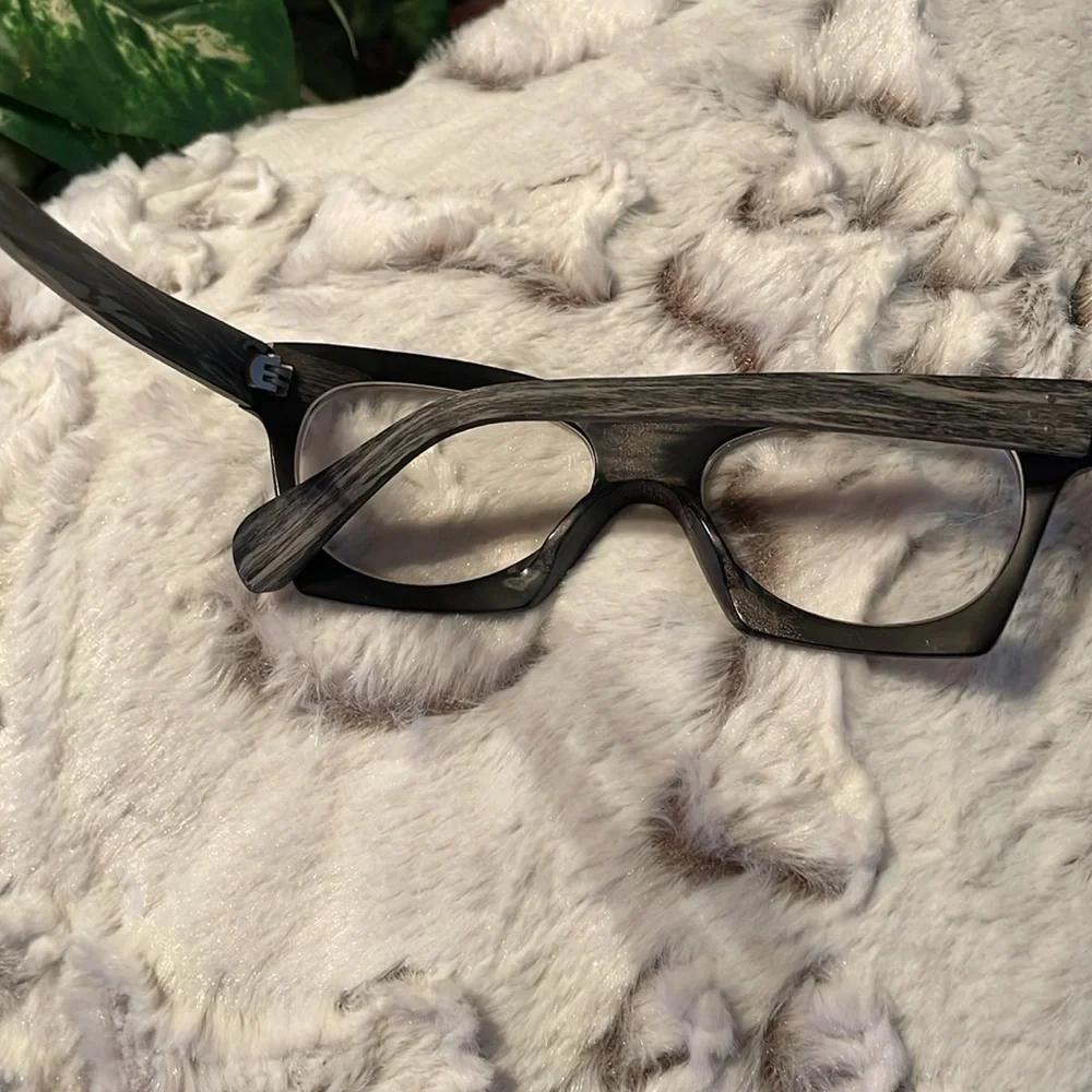 ♣️ Prescription Geometric Acetate Wood “Cat Eye”Glass Frame Black Beauty V Style