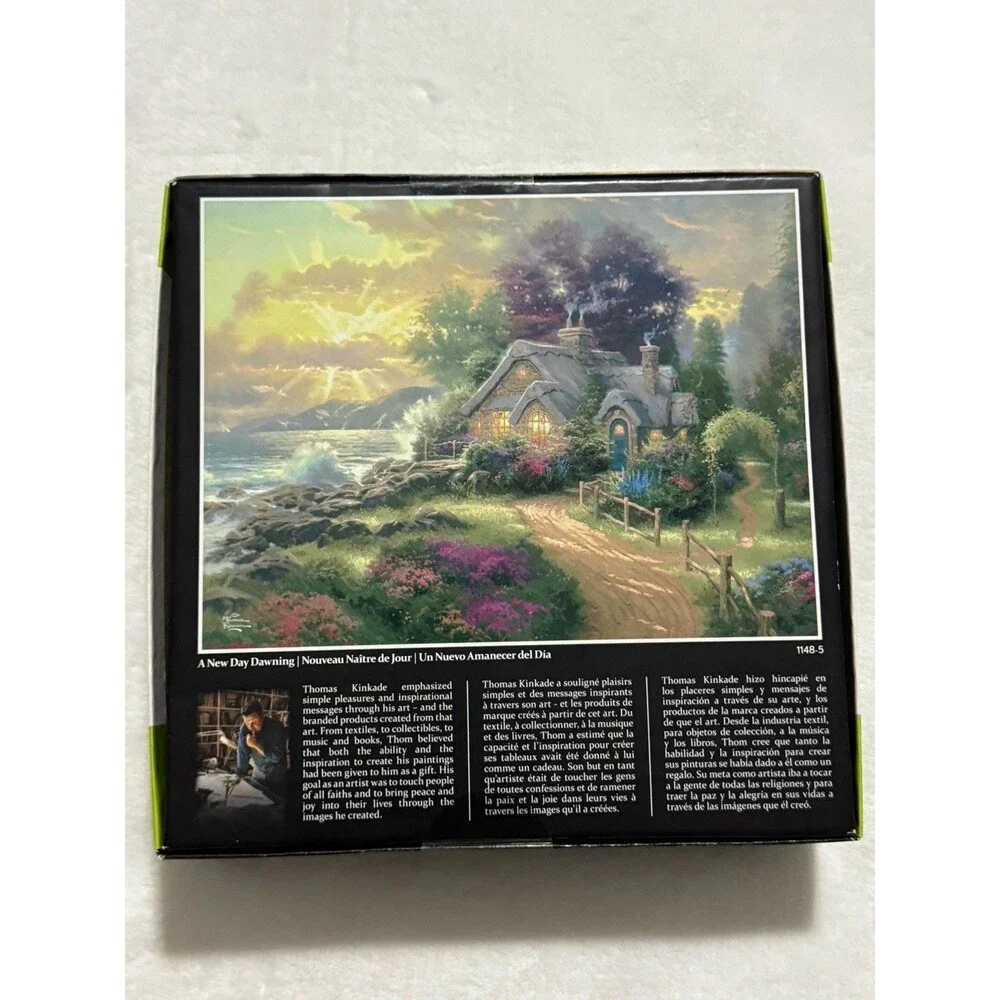 Thomas Kinkade 750 Piece Puzzle Metallic Lot of 4 Puzzles Lighthouse Cottage