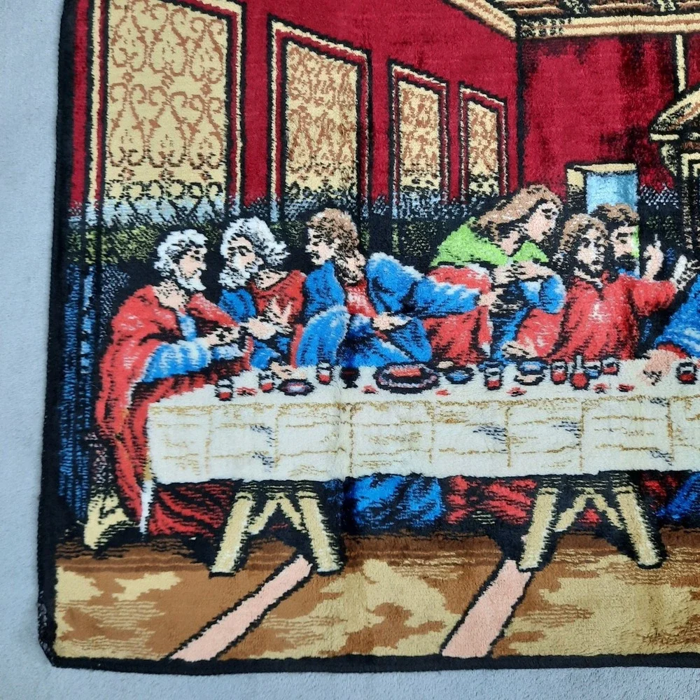 Vintage The Last Supper Jesus Tapestry Wall Hanging Art Religious Made in Italy