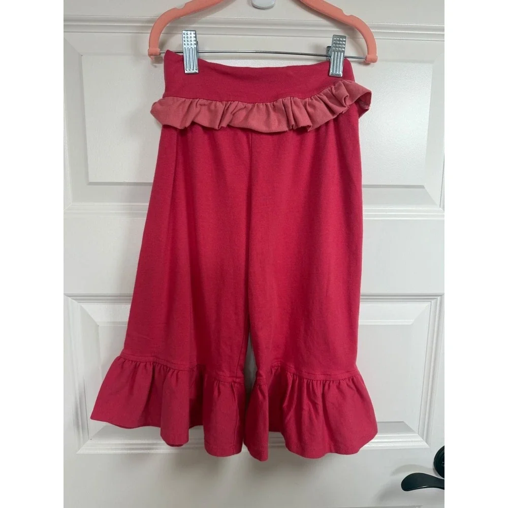 Persnickety Girls Pink Roll Over Waist Ruffle Wide Leg Pants Size 3 Years USA