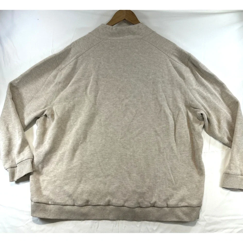 VTG Paradise Collection Old Money Quarter Zip XXL Cotton Preppy Beige Sweater