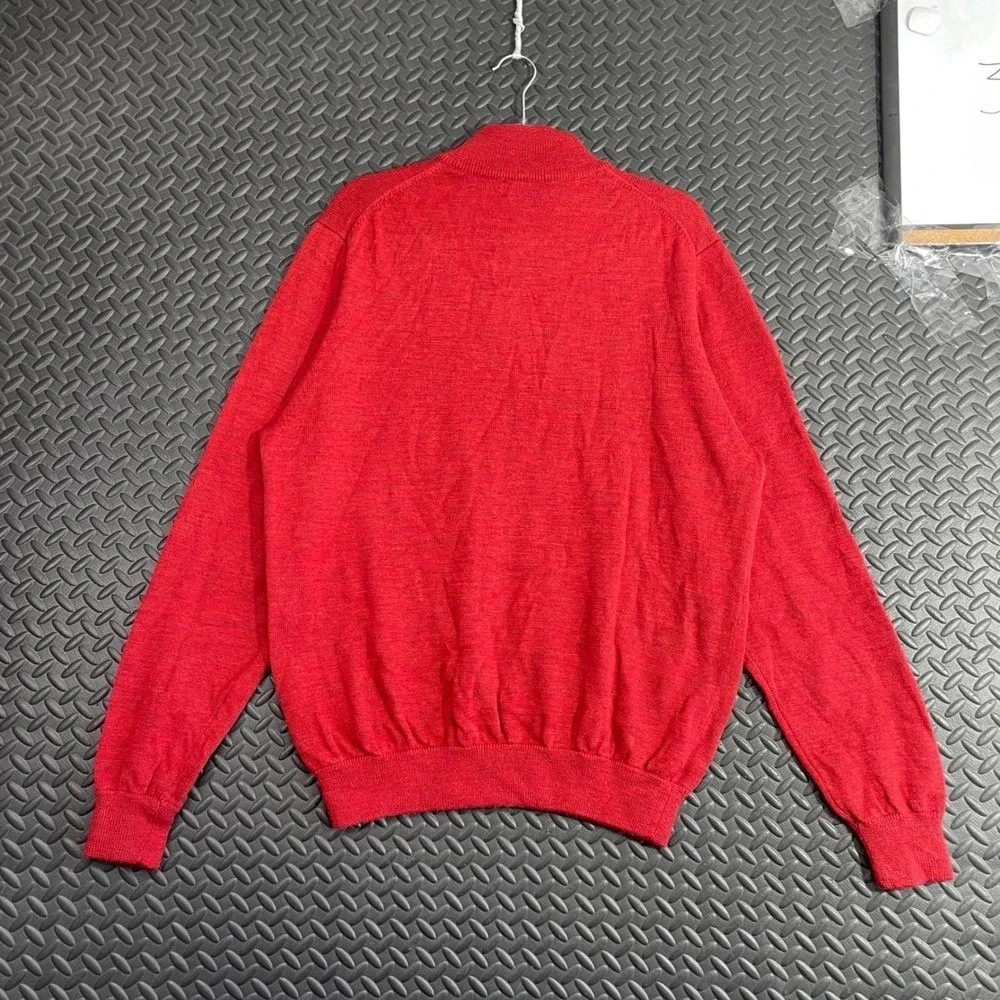 Brooks Brothers 346 Red Quarter Zip Merino Wool‎ Pullover Sweater Men's Size XL